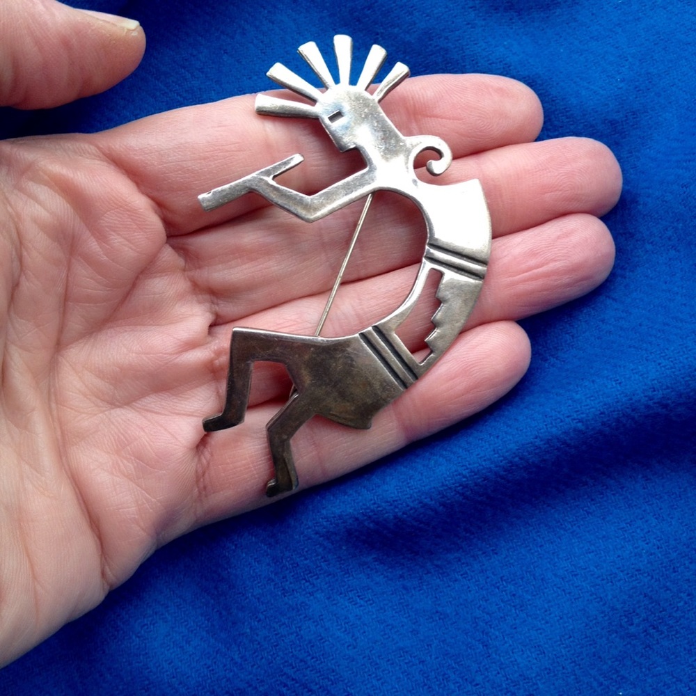 Vintage Sterling Silver Kokopelli Brooch